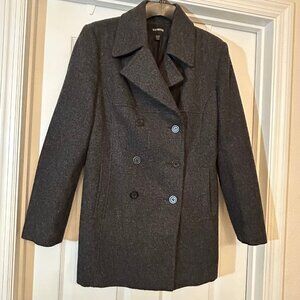 Express Women’s Wool Blend Lined Dark Gray Peacoat Jacket Size 7/8